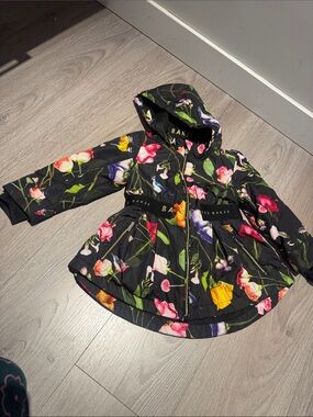 Ted Baker Black Floral Hooded Girls' Puffer Coat jacket